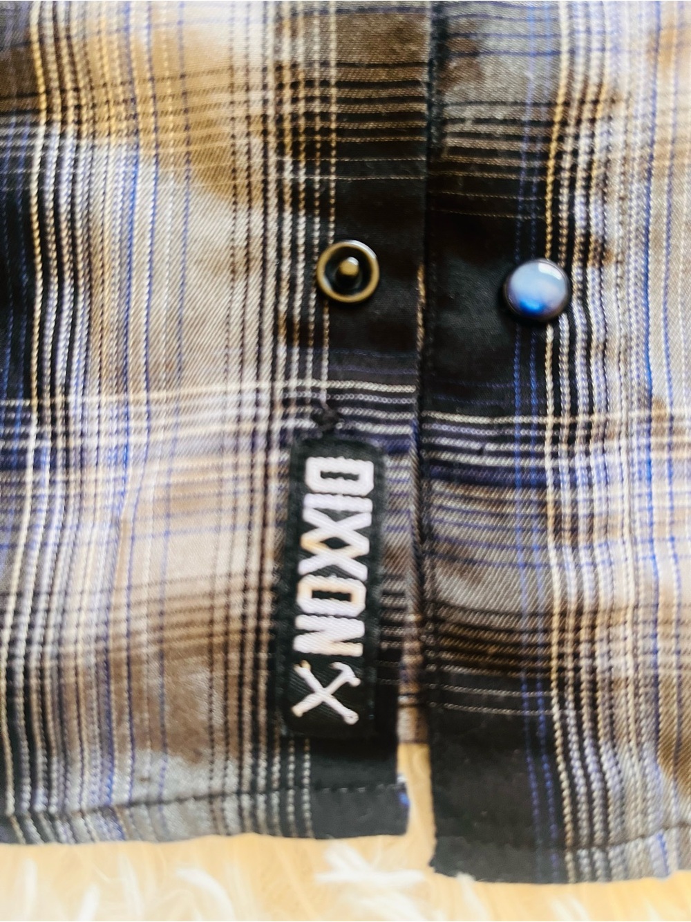 DIXXON Black Blue Gray Plaid Short-Sleeve Snap Button-Down Shirt Youth Kids XS - Picture 3 of 8